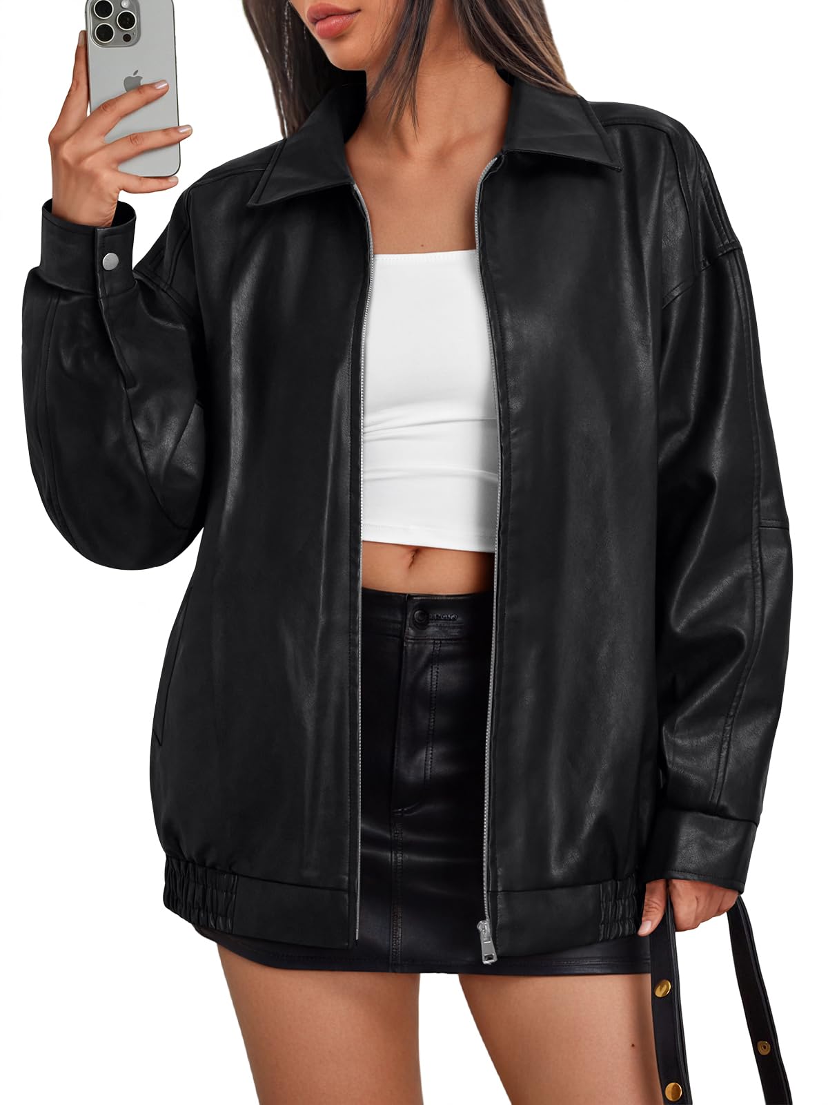 Trendy Queen Womens Leather Jackets Oversized Faux Motorcycle Plus Size Moto Biker Coat Fall Outfits Fashion Clothes 2025