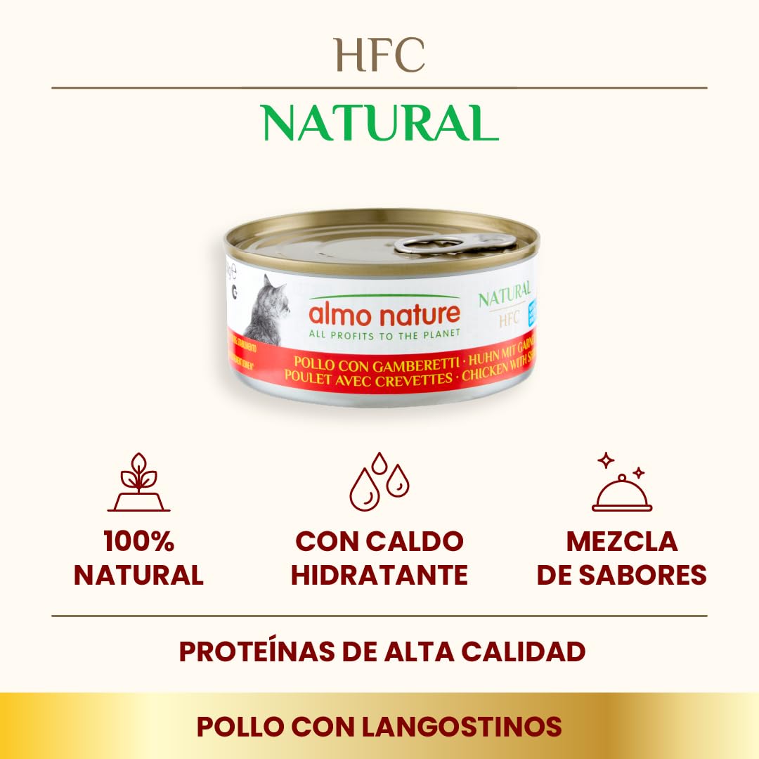 almo nature HFC Natural con Atún Atlántico - Comida húmeda para Gatos Adultos: 24 latas de 150 g