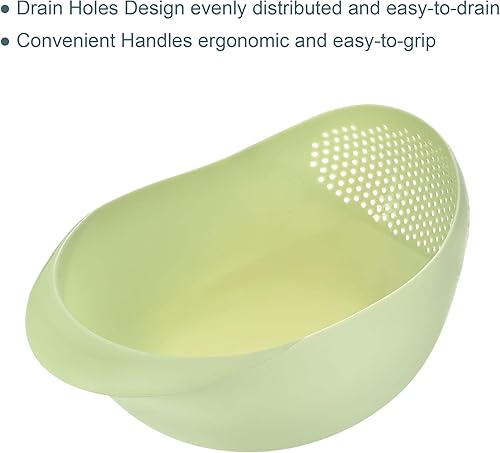 Miniatura 3 de uxcell Cuenco de lavado de arroz, verduras, colador de frutas, colador de arroz, colador de arroz, cesta de drenaje de plástico multiusos para