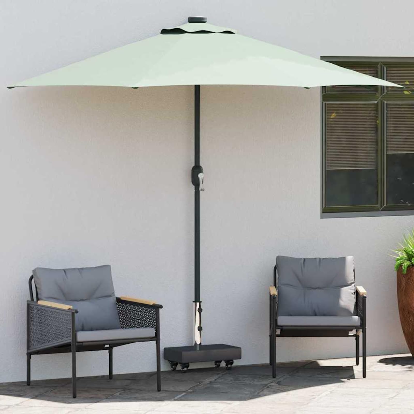 Pied de parasol en granit noir 45 x 25 x 45 cm avec roulettes
