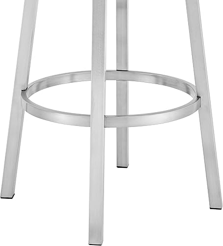 Miniatura 61 de Armen Living Madrid - Taburete giratorio de 30 pulgadas de altura de barra de cuero sintético gris moderno y acero inoxidable cepillado para Gris y