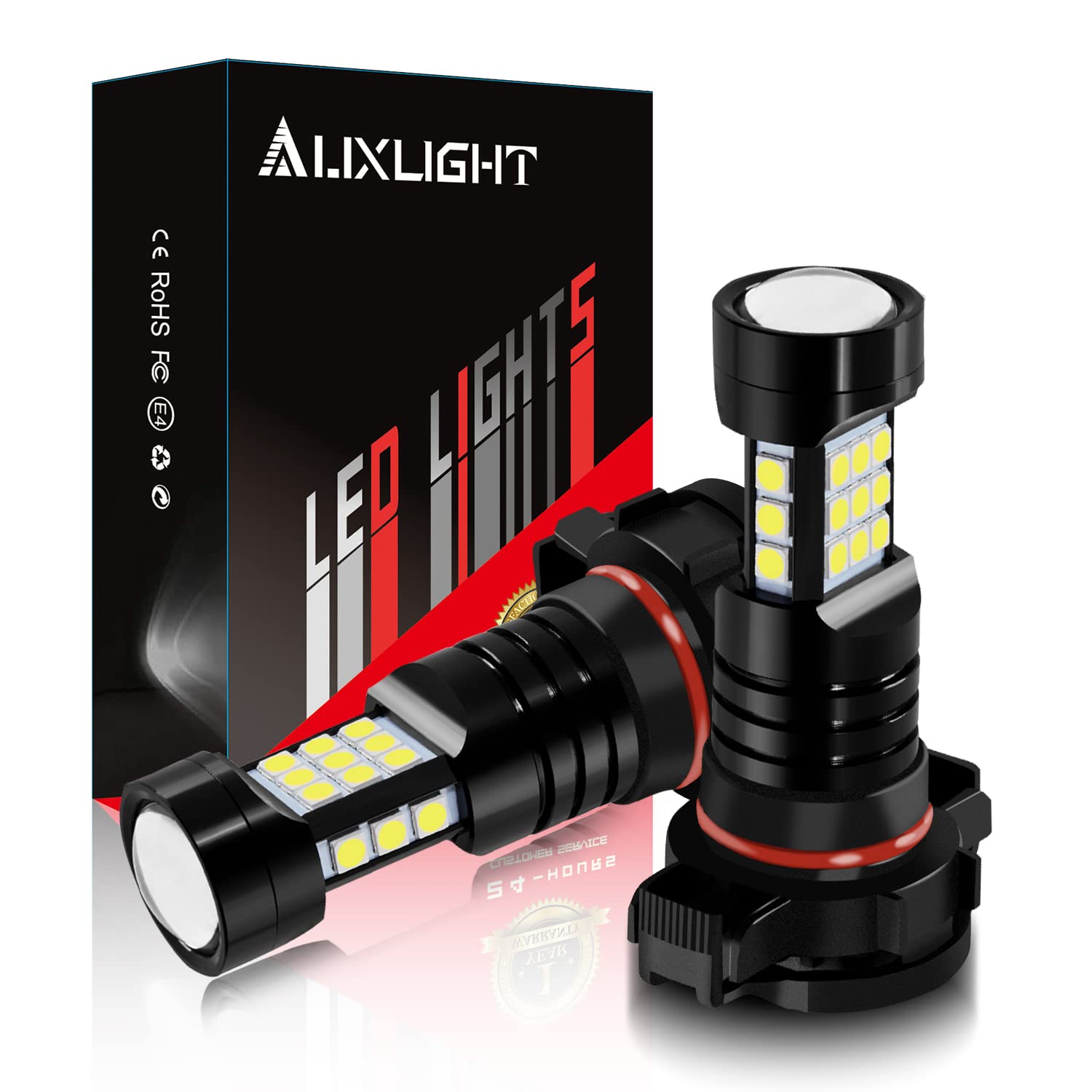 AUXLIGHT 2504 LED Fog Light DRL Bulbs, 2400 Lumens Extremely Bright PSX24W 12276 Bulbs Replacement for Cars, Trucks, 6000K Xenon White