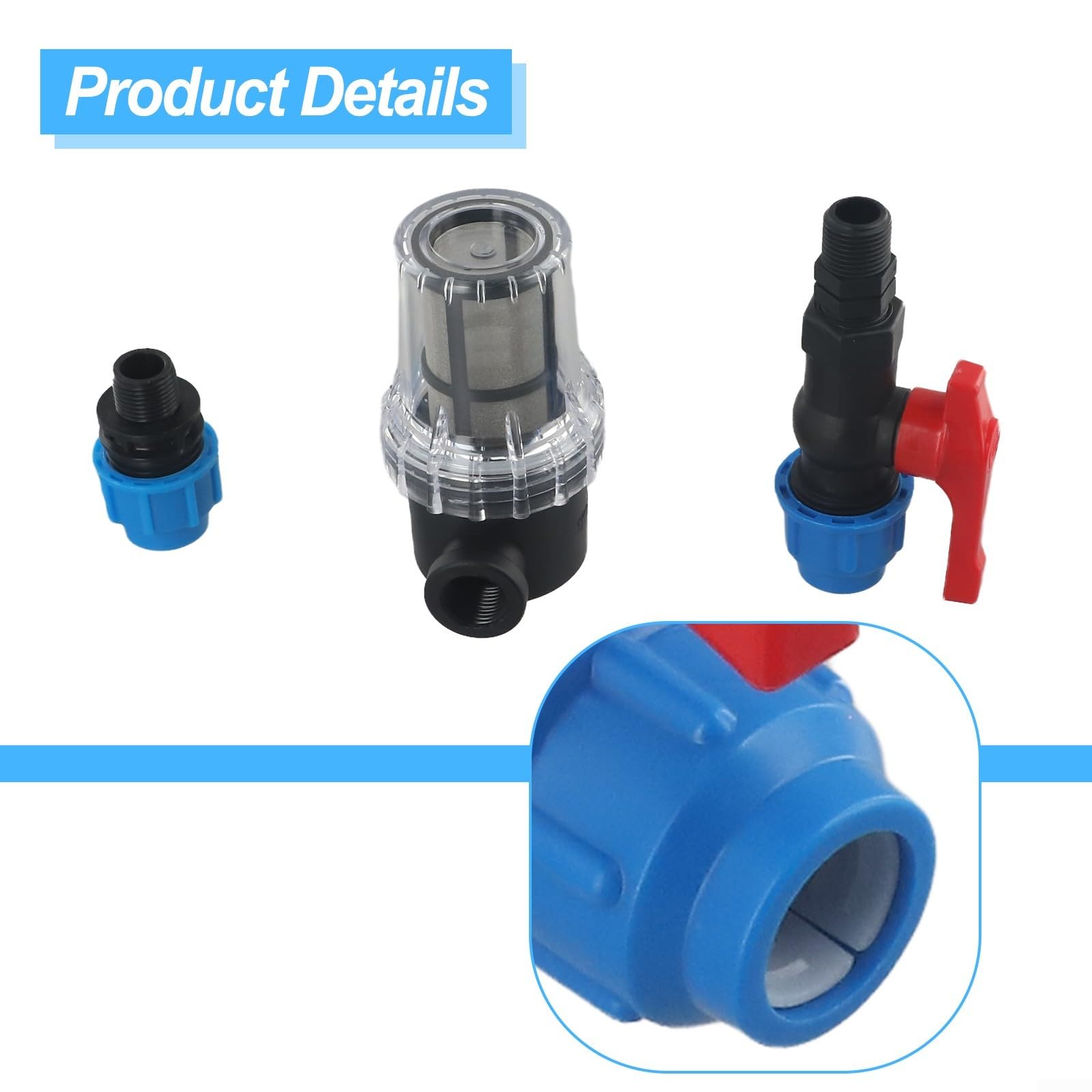 Garden Drip Irrigation Water Filter With Quick Connector For 20Mm 25Mm 32Mm Plastic Tubes Mesh Screen System Components,For Outdoor Watering Equipment(20mm)