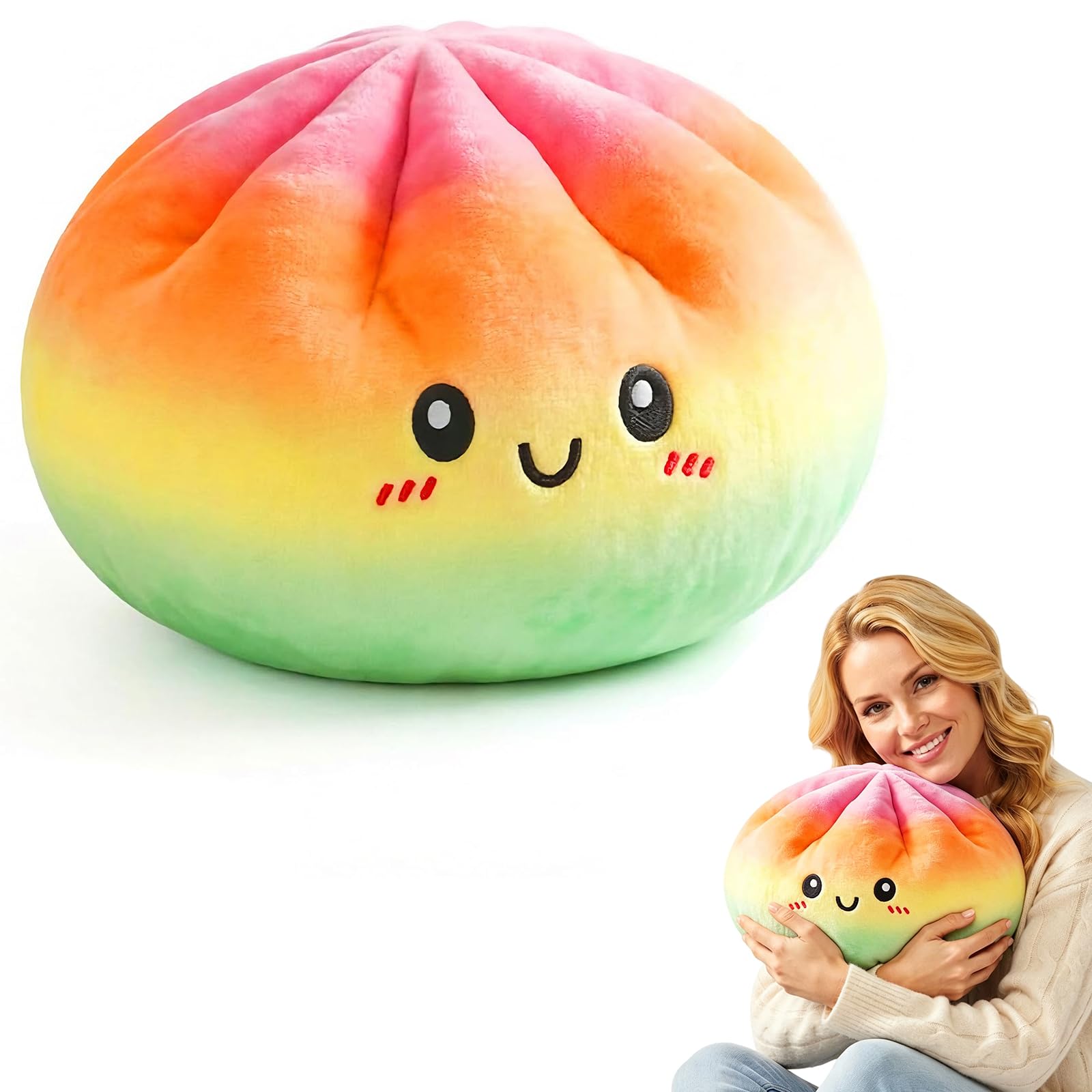 Dumpling Pillow 30x22cm, Soft & Cute Throw Pillow for Sofa (Rainbow) — image 1