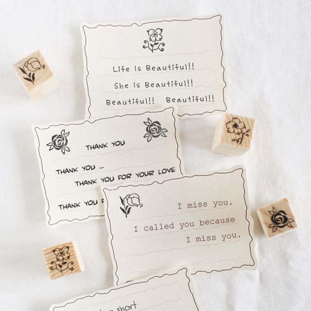 Shopline 12 Pieces Vintage Stamps, Wooden Rubber Stamps with Flower Lace for Letters Diary Craft Scrapbooking