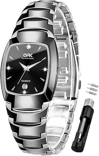 Miniatura 1 de OLEVS Relojes para mujer cuadrado pequeño reloj de pulsera para mujer, tamaño uniex, analógico, negro, plata, oro rosa, acero inoxidable,