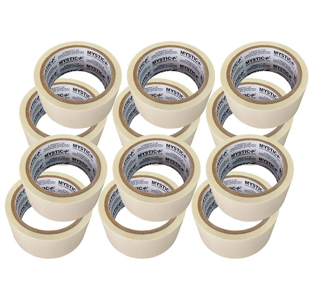 MYSTIC Masking Tape 48mm X 20M Pack of 12, 2 Inch Masking Tape for Drawing, Painting, Carpentering, Tailoring, Denting & painting, DIY crafts, Designing, Model making, and Fabrication. (B0C4B6ZTT2) Amazon Price History, Amazon Price Tracker