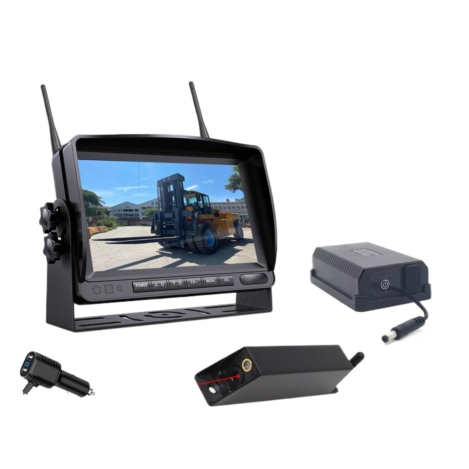Kit telecamera for vista frontale del carrello elevatore con batteria magnetica 1080P | Posizionamento laser in modalità standby del monitor DVR digitale wireless da 7 pollici
