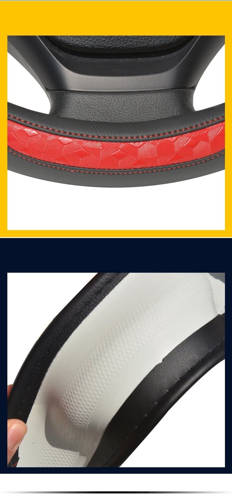 Volant Protecteur Couverture de volant de voiture 3D antidérapant pour Toyota pour 4Runner pour Hilux pour Surf pour SUV pour accessoires Auto Fortuner Antidérapante Housse Volant ( Couleur : 1 )