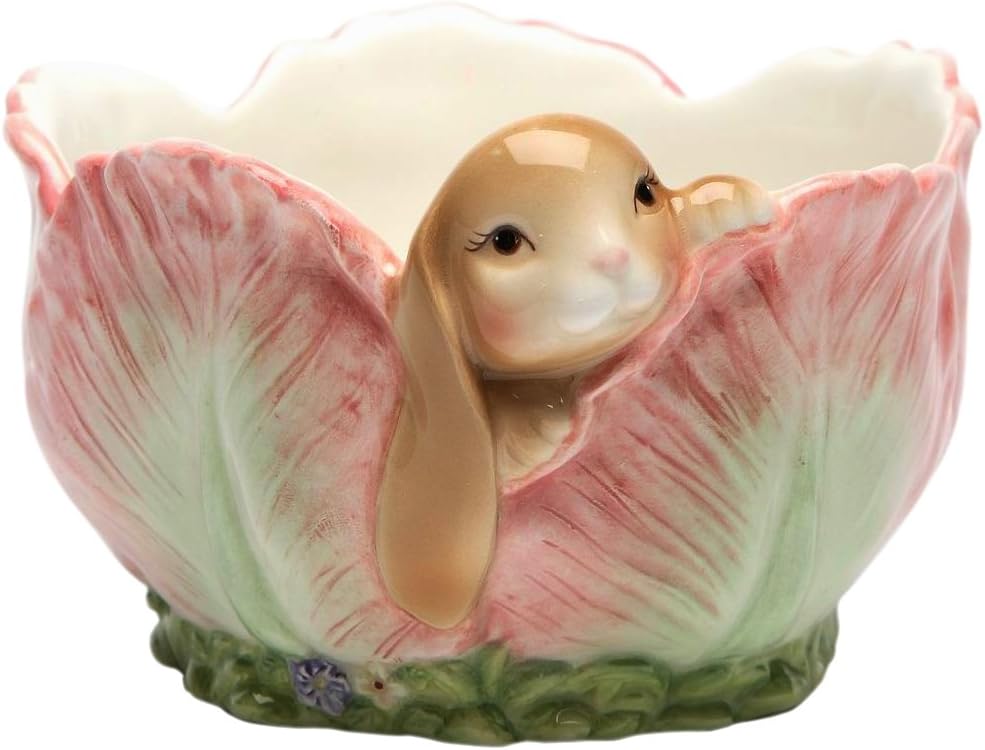 Ceramic Barn Yard Bunny Candy Bowl, 5-Inch Long, 2-3/4-Inch