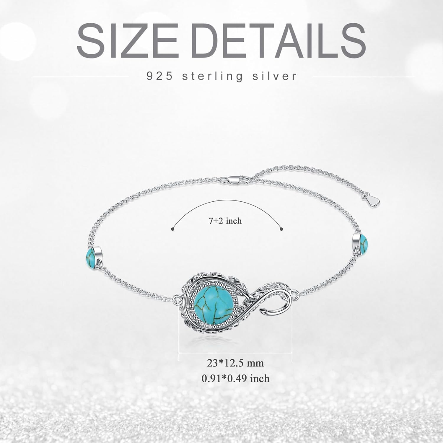 Natural Turquoise Bracelet 925 Sterling Silver Real Turquoise Gemstone Adjustable Link Western Boho Jewelry Gifts for Women - Image 5