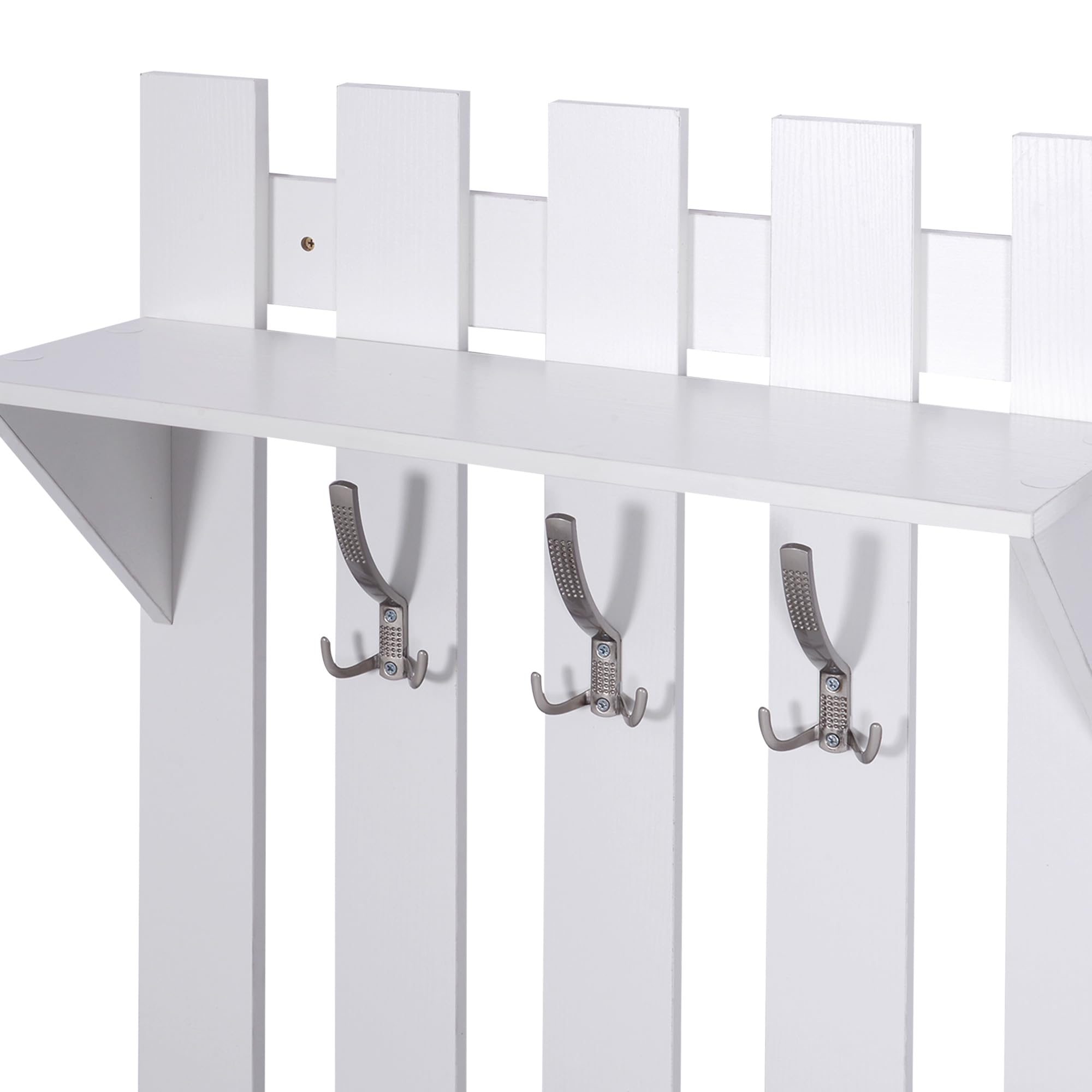 HOMCOM Conjunto de Recibidor de Entrada con Espejo Perchero y Zapatero Muebles de Entrada con 3 Ganchos Estante y 2 Cajones para Pasillo Blanco