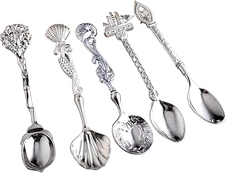 fuchsiaan 5 szt./zestaw łopatka do kawy antyczny wdzięczny kształt stop królewski styl łyżka stołowa na imprezę w domu - srebrna