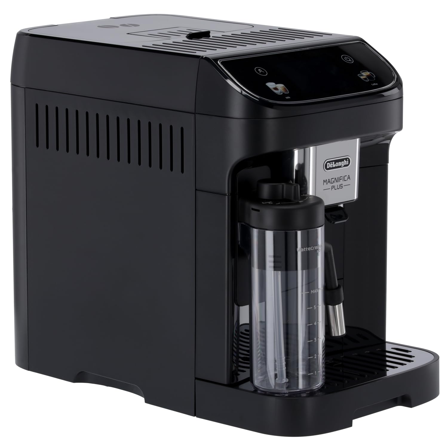De'Longhi Magnifica Plus ECAM320.60.B, Macchina Caffè Automatica, Sistema LatteCrema Hot per Cappuccino Automatico, 4 Ricette, Display Colorato Soft Touch, Funzione Extra Shot, Funzione x2, Nero