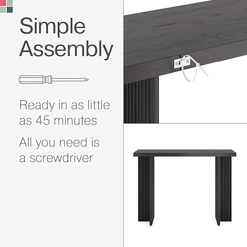 Vista 5 de Mesa consola acanalada, escritorio de entrada pequeño para espacios estrechos, decoración moderna del hogar de mediados de siglo, muebles de sala