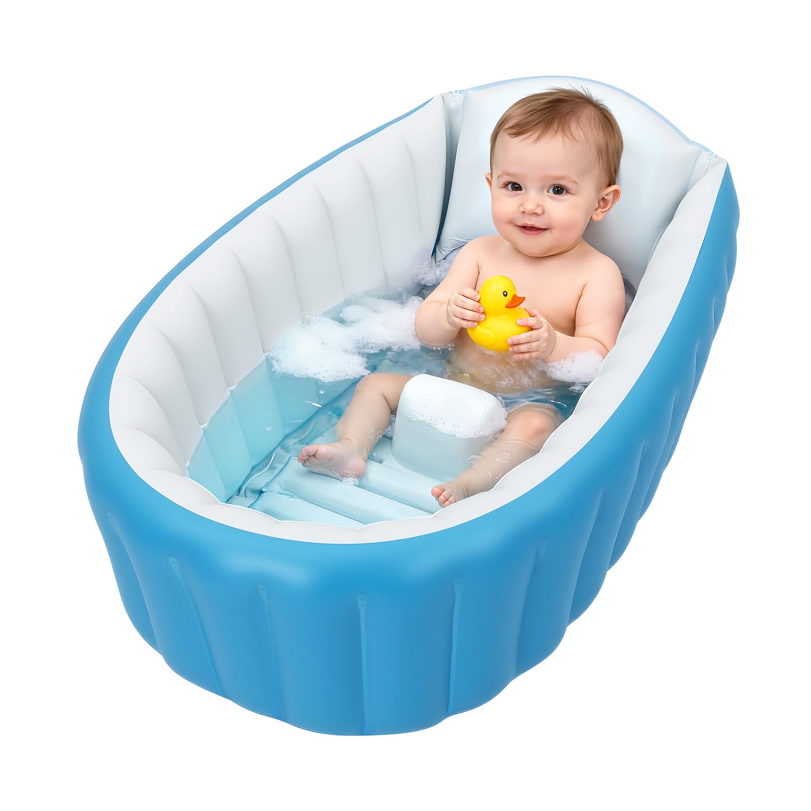 Vasca da bagno gonfiabile per bambini, portatile da viaggio per neonato, vasca da bagno per bambini con pompa ad aria, pieghevole antiscivolo bacino doccia mini aria piscina per neonati piscina per