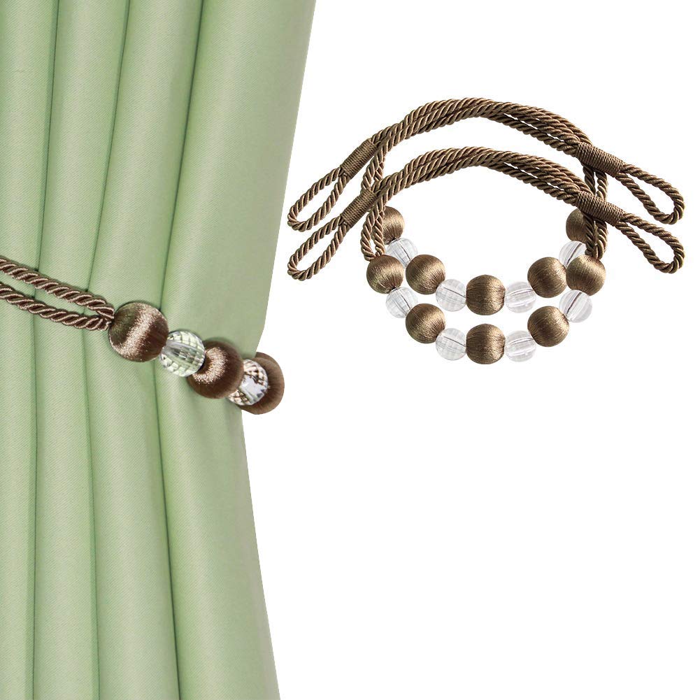 Fermatenda Magnetici Con Fiori Di Cristallo AB – Confezione Da 2, Corda 38 Cm, Diametro Fiore 4,6 Cm, Per Tende E Decorazioni Boho