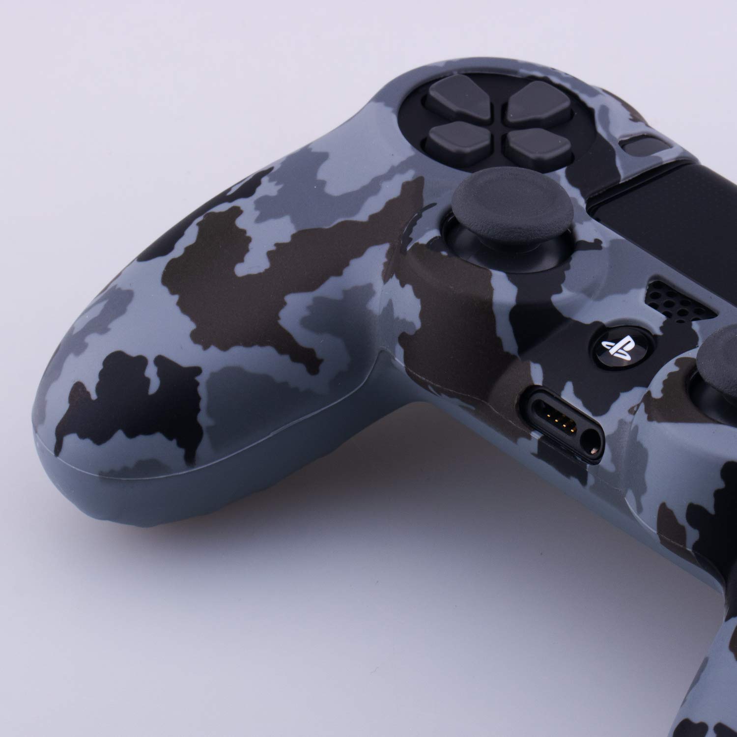1 Piece of SiliconeTransfer Print Protective Cover Skin + 6 Thumb Grips & Dust Proof Plugs for PS4/Slim/Pro Controller Camouflage Grey — view 3