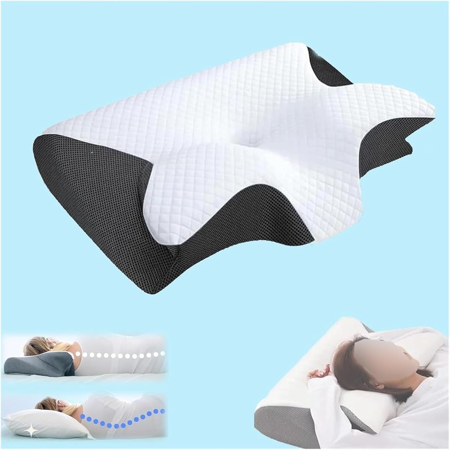 Poduszka Ortopedyczna, Pod Szyję, Łagodząca Dyskomfort, Ergonomiczna, Ze Zdejmowanym Pokrowcem, Łatwym Do Czyszczenia(Black)