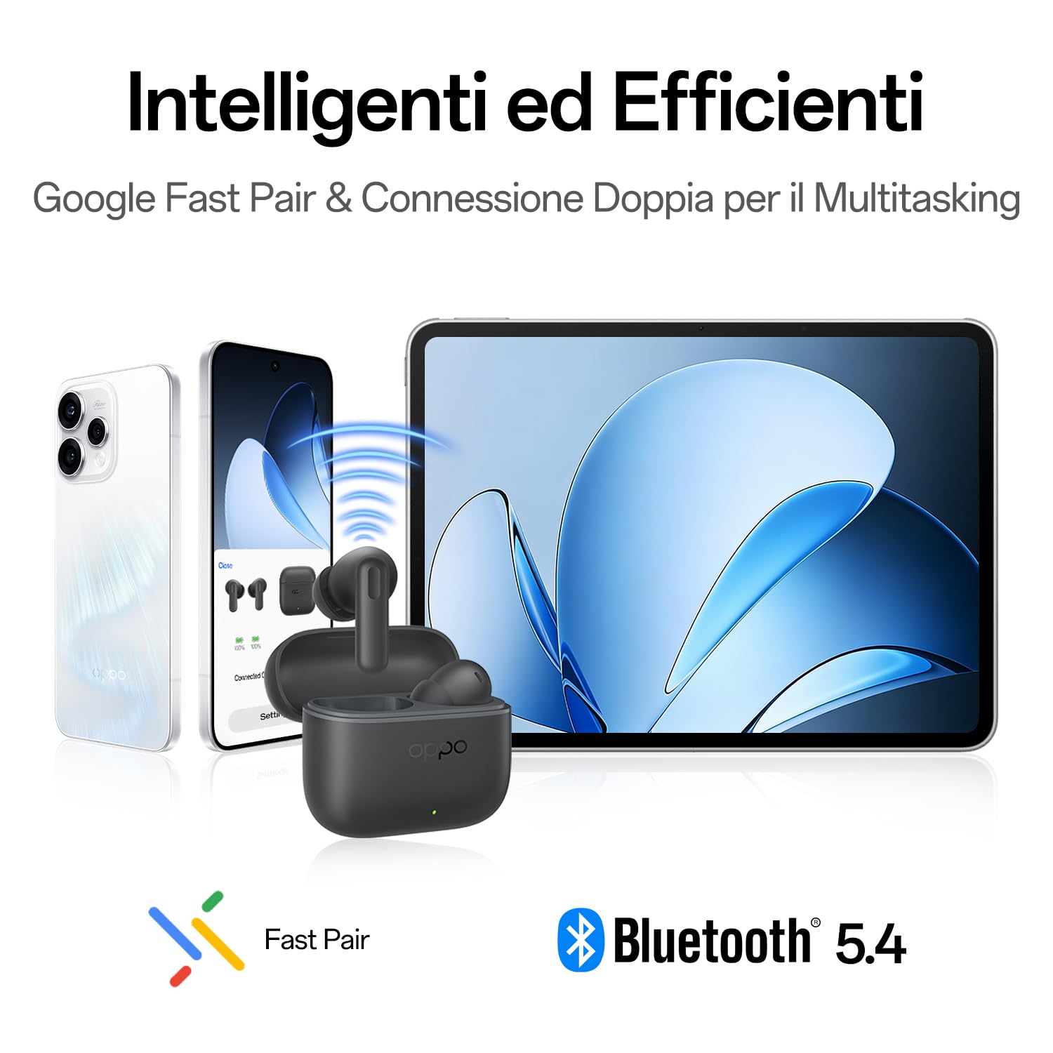 OPPO Enco Buds3 Pro Auricolari Wireless, 54 h Batteria, 12.4mm Driver, IP55 Impermeabile, Bluetooth 5.4, Enco Master EQ, Nero