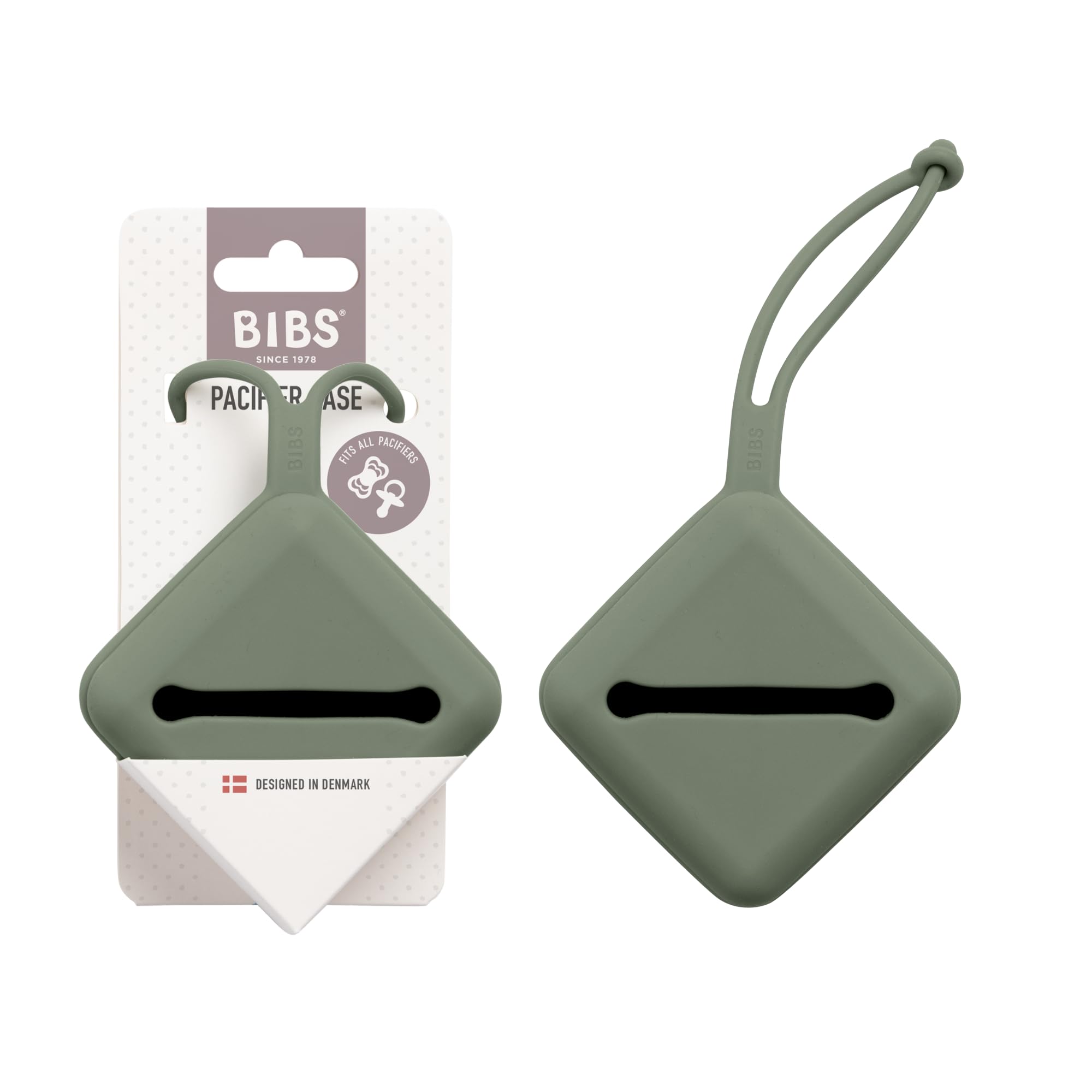 Boîte pour sucettes de BIBS, avec sangle, pour ranger et transporter les sucettes, peut contenir jusqu’à trois sucettes, sans bisphénol A, fabriqué au Danemark.. Pine - 1