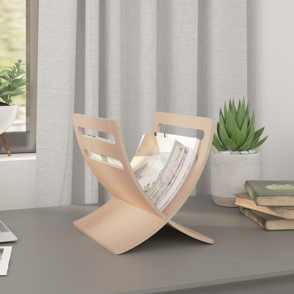Portariviste in legno naturale, dimensioni 29,5 x 29,5 cm, salvaspazio, per soggiorno, ufficio e bagno, stabile per riviste, volantini e cataloghi