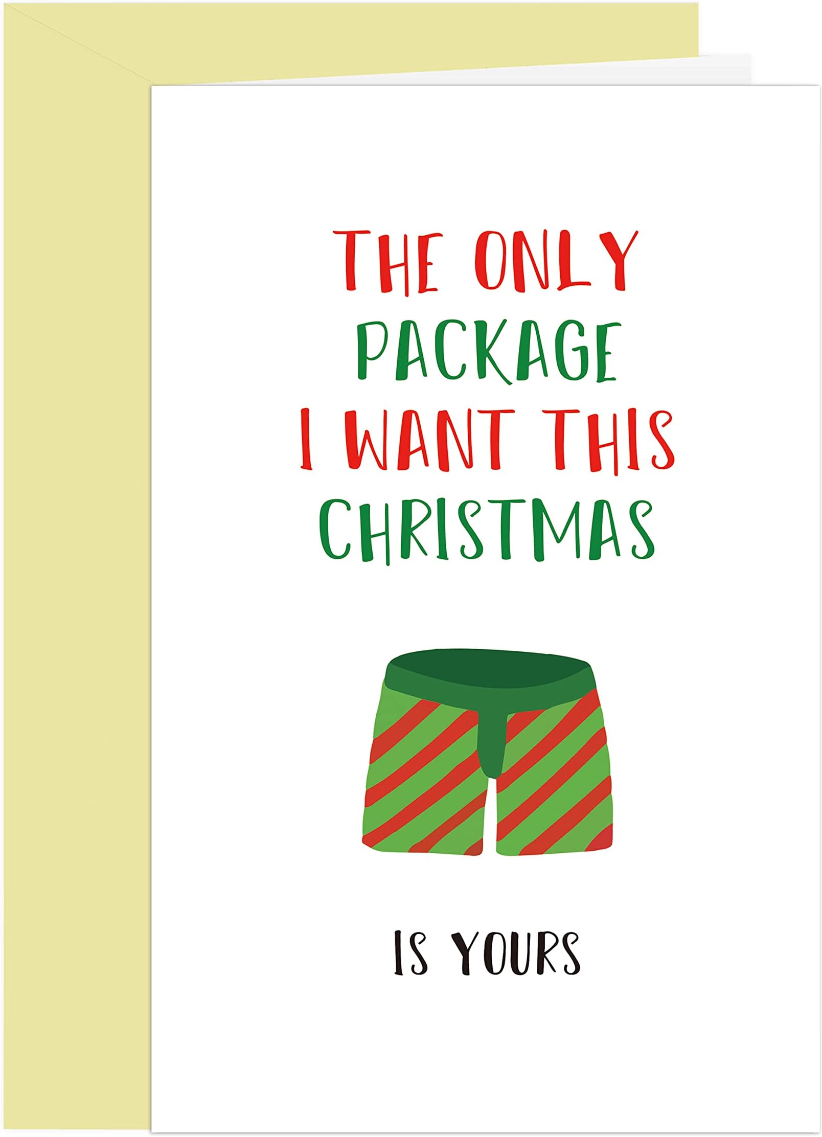 Humor Christmas Card for Boyfriend Husband, Cheeky Merry Christmas Greeting Card, Only Want Is Yours