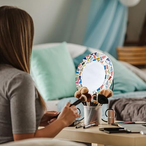 Miniatura 6 de WEBEEDY Juego de 2 espejos circulares de mosaico, kit de manualidades de mosaico para adultos, kit de espejo redondo de cristal (sin pegamento ni