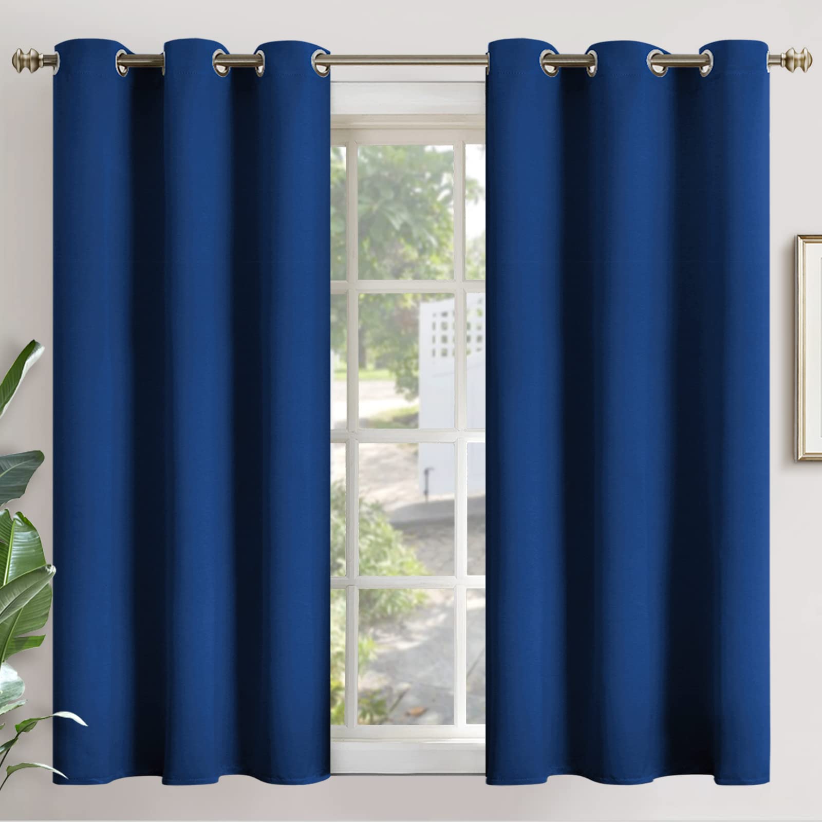 YoungsTex Short Blackout Curtains 54 Inch Length for Bedroom - Thermal Insulated with Grommet Room Darkening Window Drapes for Basement Office Living Room, 2 Panels, 42 x 54 Inch, Royal Blue — image 1