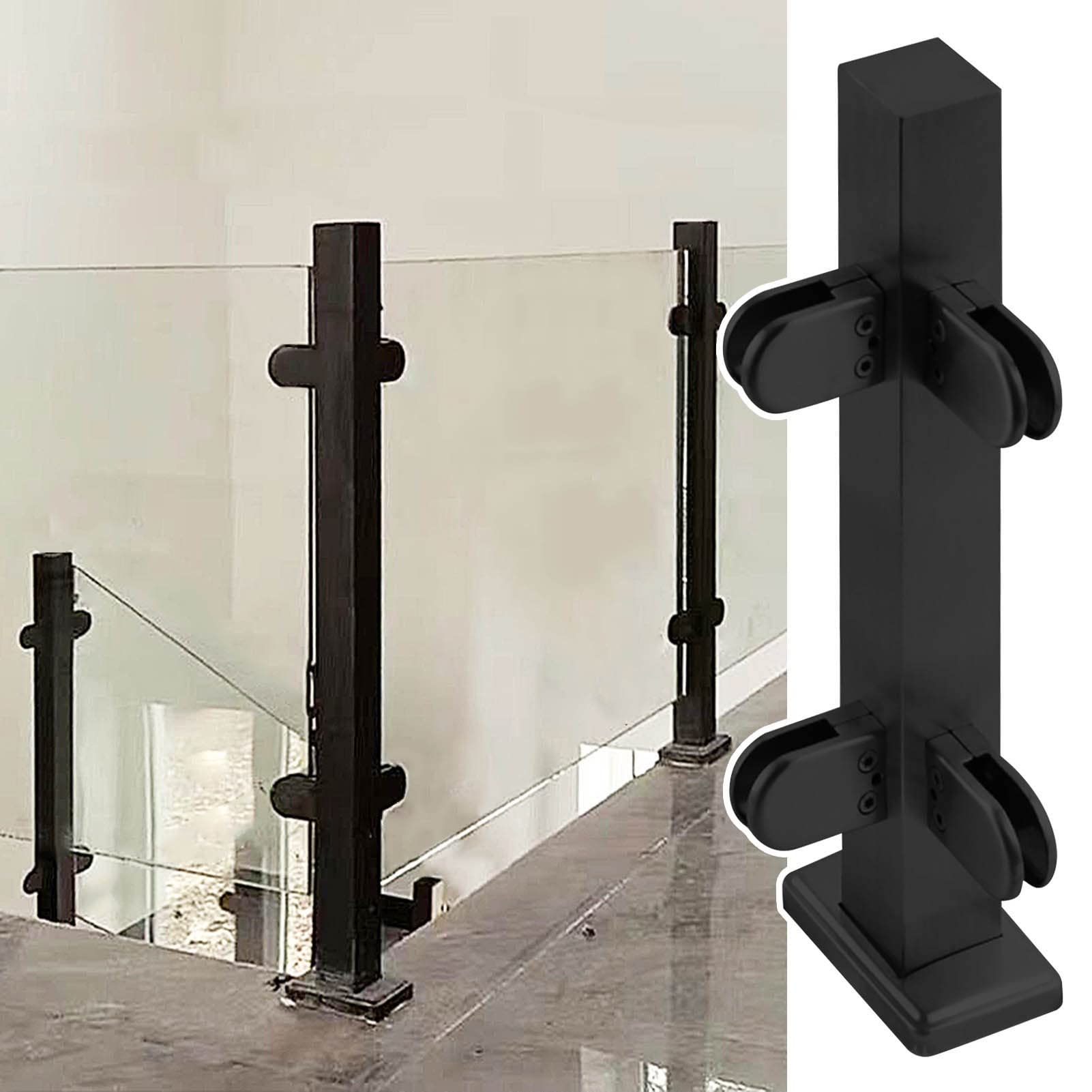 Poteau de balustrade en verre noir pour escalier intérieur et marches de jardin