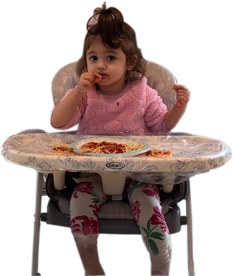 Toddler Table Cover for Highchair โ 8Pcs Set High Chair Cover Compatible with Standard Trays โ Disposable and Practical Design โ Ideal for Non-Messy Experiences, Baby Weaning โฆ (8 PCS)