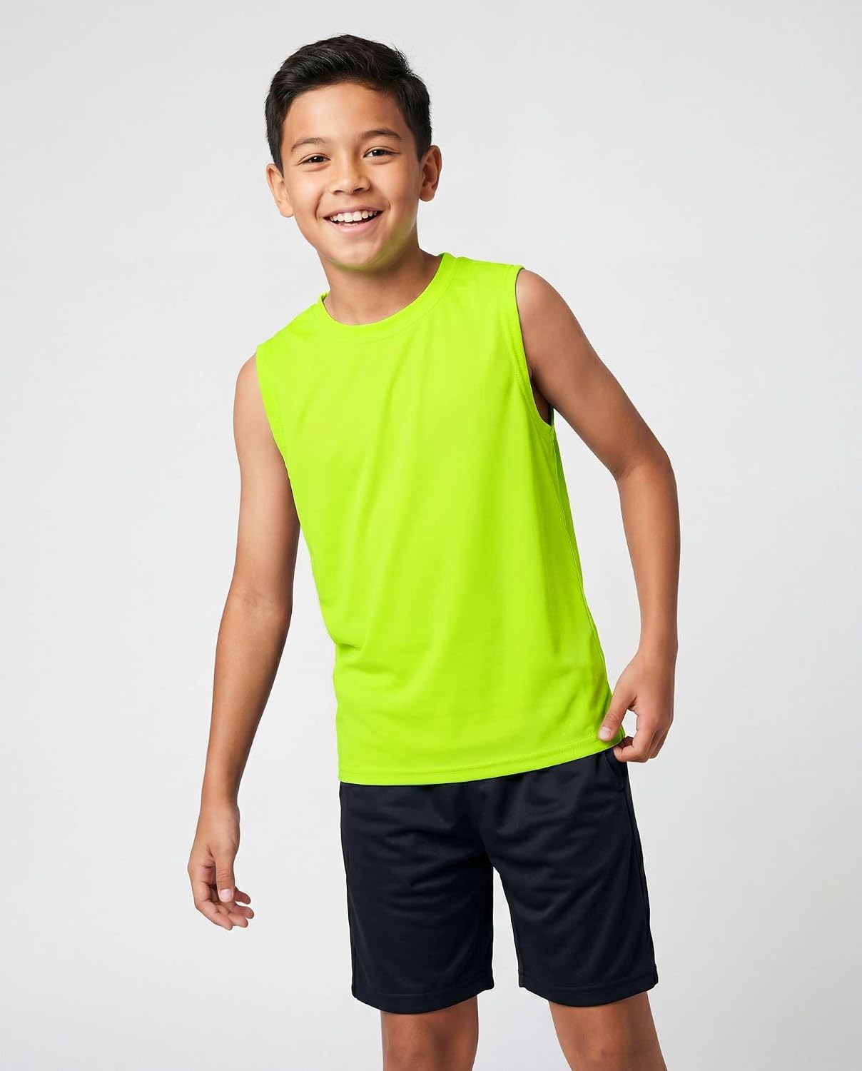 Real Essentials 5 Pack: Boys Dry-Fit Active Athletic Performance Tank Top
