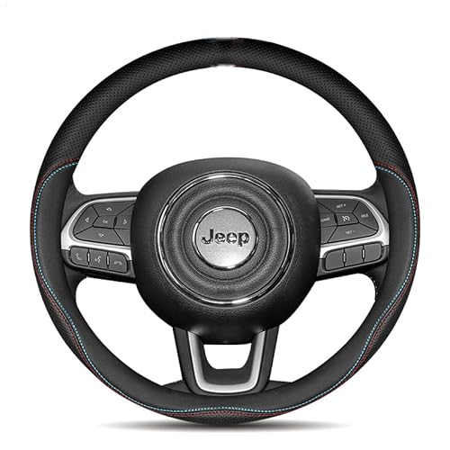 ジープ ステアリングカバー ハンドルカバー レネゲード グラディエーター パトリオット グランドチェロキー 本革 内装品 高級 牛革 専車ロゴ ヘッドレイヤー牛革 メッシュデザイン
