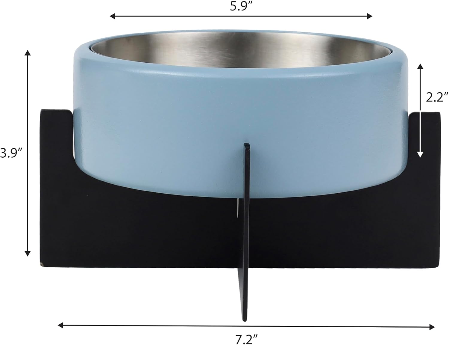 DBL3000F Intersecta Small/Medium Concrete and Stainless Steel Bowl 16oz (2 Cups) with Metal Stand Pet Feeder, Blue/Black