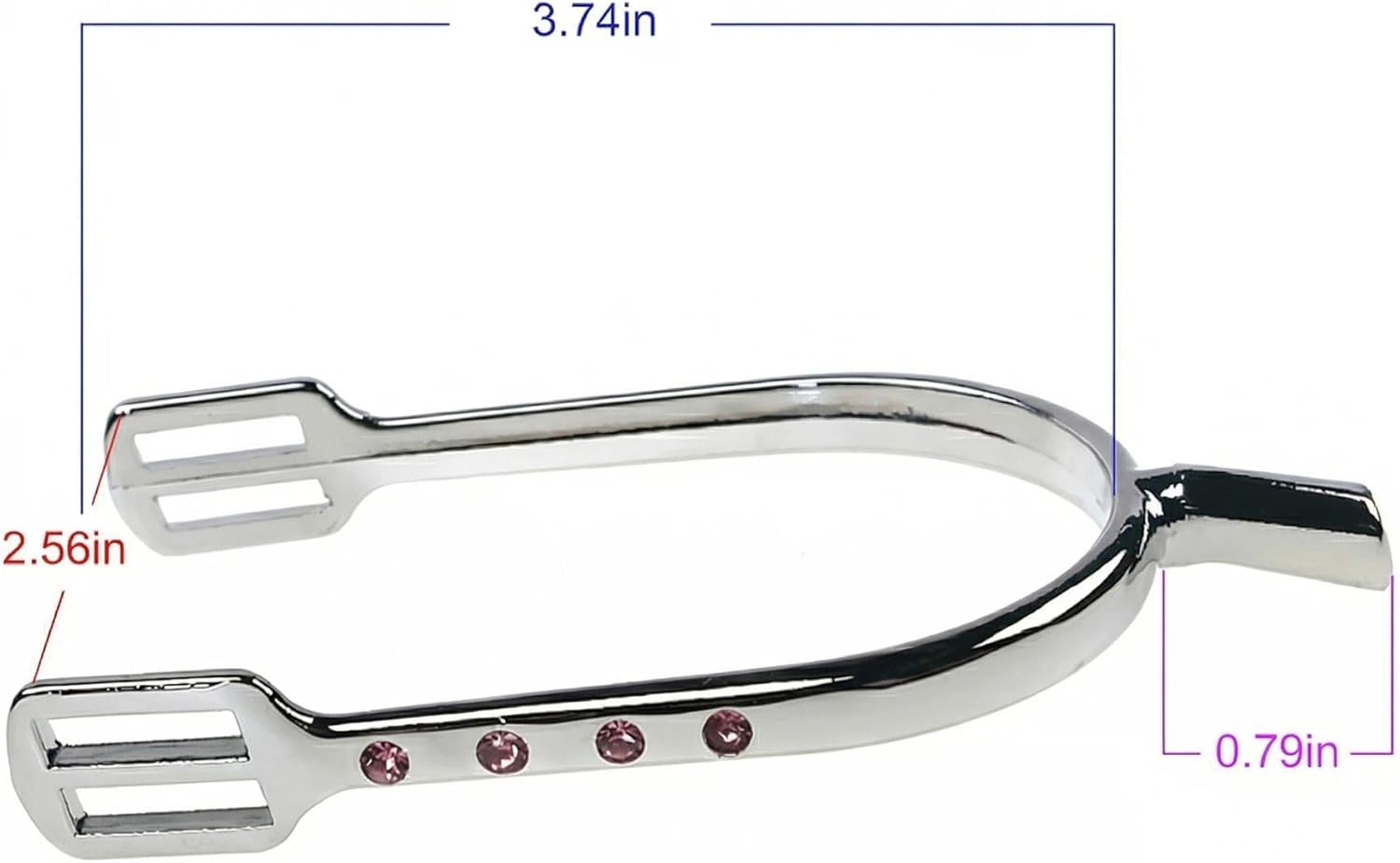 English Riding Spurs with Straps for Women, Zinc Alloy Chrome Plated Bumper Spurs, Prince of Wales Spurs with Rhinestone, 1 Pair