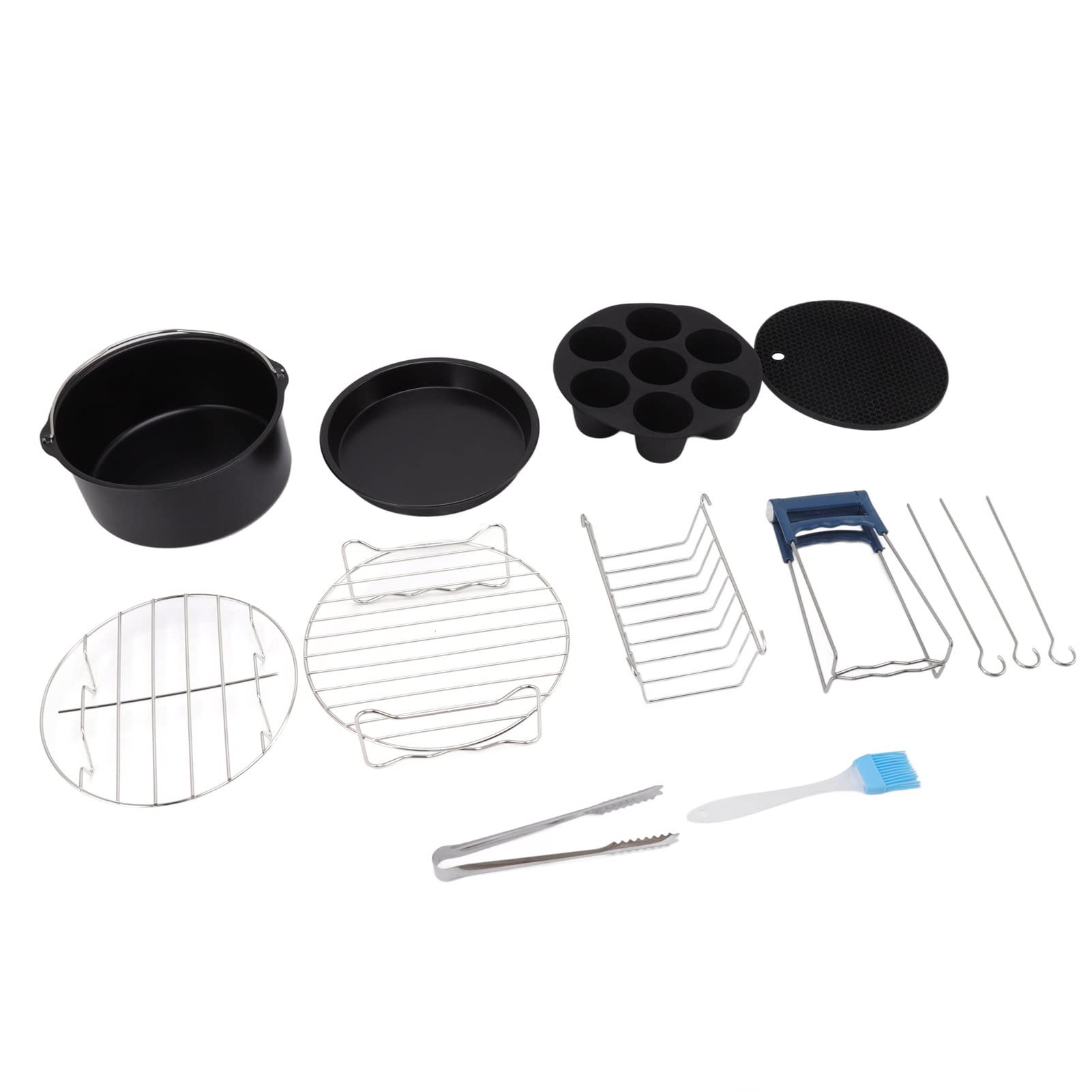 Set di Teglie da Forno per Friggitrice Ad Aria, Ampia compatibilità, Durevole, in Acciaio Inossidabile, per Uso Domestico, Ristorante, 10 Pezzi (16 cm)