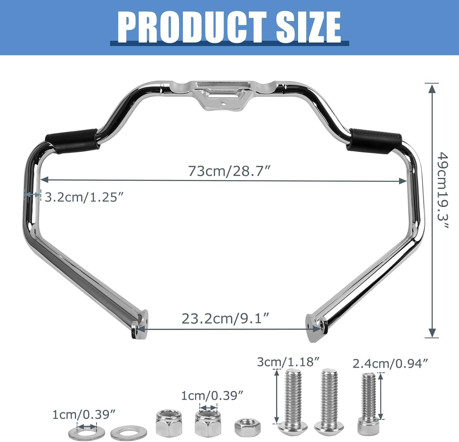 PSLER Softail Crash Bar Engine Guard - Mustache Highway Bar for 2018-2025 Deluxe Fxlrst Street Bob Heritage Classic Sport Glide Slim Breakout Low Rider Except FXDRS OE 49000140(Chrome)