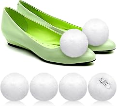 Dingion 4 Pcs Halloween Women Fluffy Shoe Clips Removable Faux Fur Pom Poms White Ball Shoe Clips Clutch for woman Costume