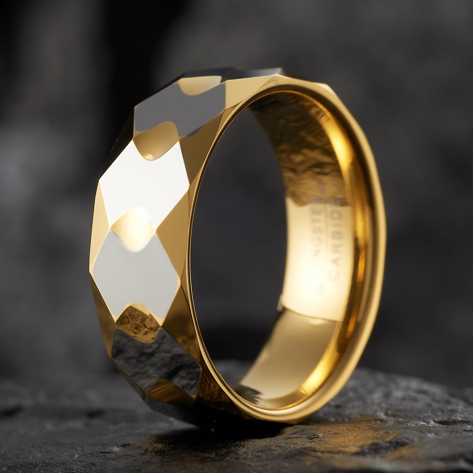 Splendido anello in carburo di tungsteno, unisex, alla moda, lucido, larghezza 8 mm, gioielli bohémien Y2K