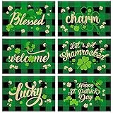 6 PCS St. Patrick's Day Placemats Buffalo Plaid Placemats Lucky Clover Shamrock Blessed Table Mats...