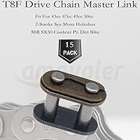 Vista 3 de Cadena de transmisión T8F de repuesto para 43 cc, 47 cc, 49 cc, 50 cc, 2 tiempos, Syx Moto Holeshot SSR SX50 Coolster Pit Dirt Bike (15 piezas).