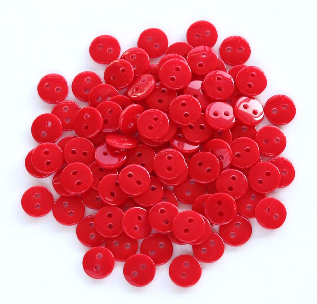 GANSSIA 11/32 Inch Very Small Button 9mm Tiny Size Sewing Flatback Resin Buttons Color Red Pack of 500 Pcs