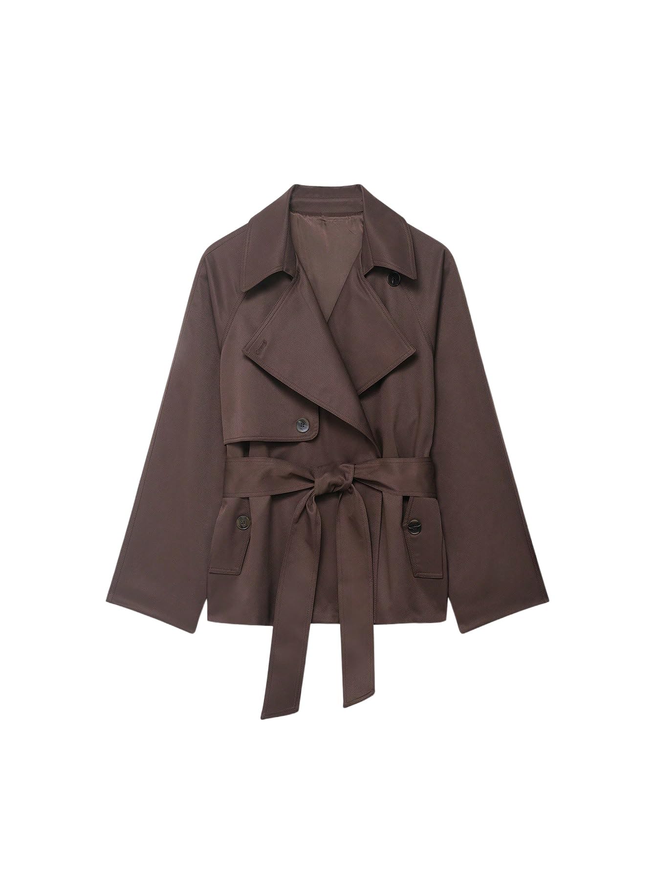 GORGLITTER Damen Trenchcoat Reverskragen Jacke Langarm Coat mit Schnürung