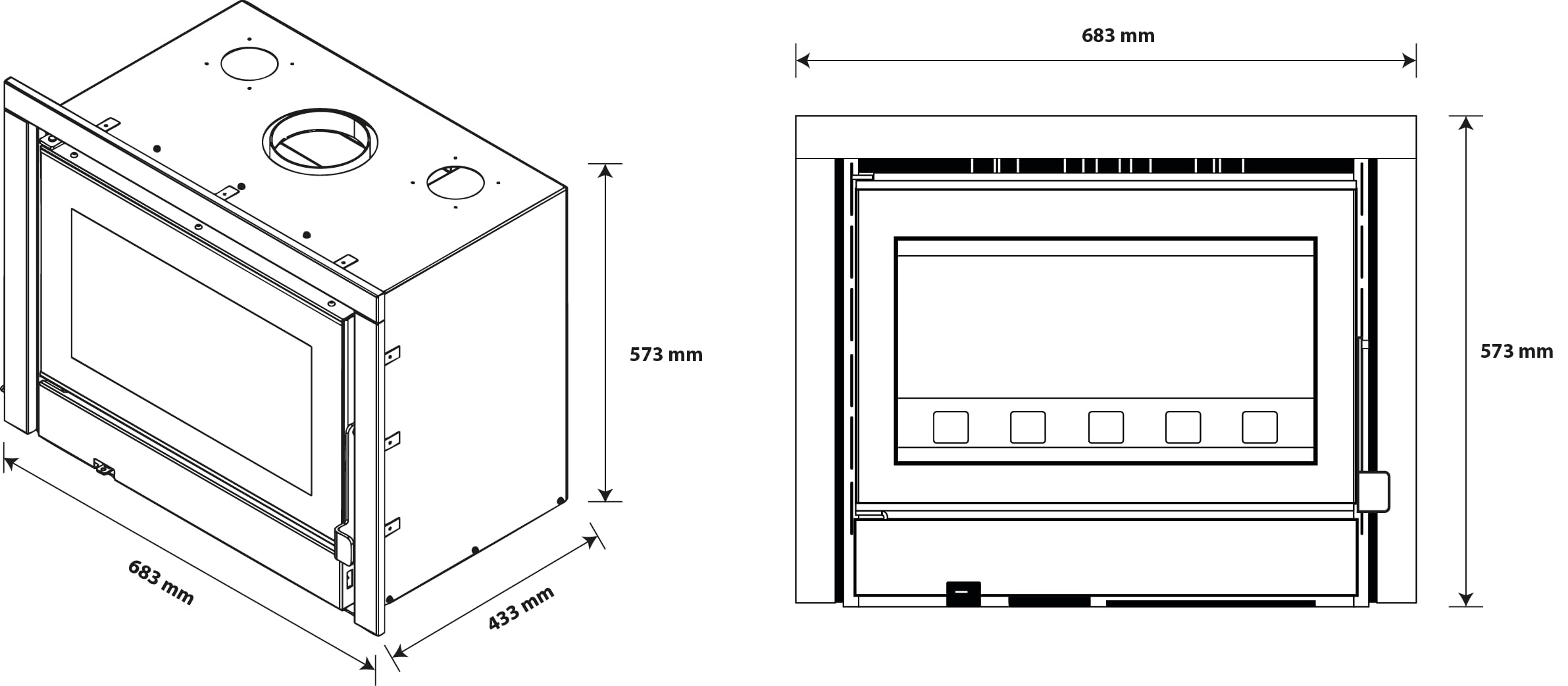 Sannover - Inserto per legno Idelya 13,5 KW 54 cm