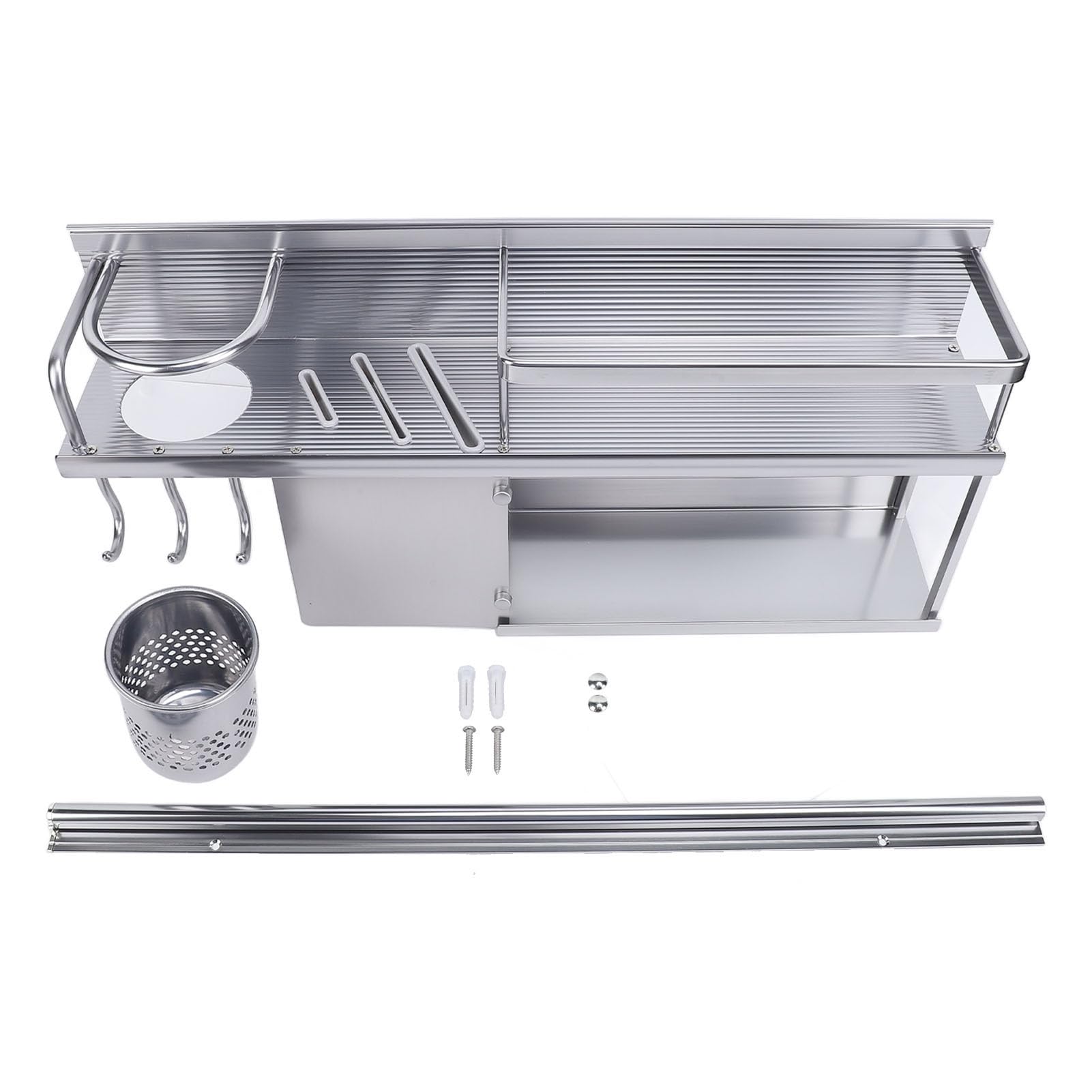 TOPINCN Naścienny Stojak na Przyprawy, Szary Organizer Kuchenny ze Stopu Aluminium z Akcesoriami Instalacyjnymi do Przyborów Kuchennych, łyżek i Miarek