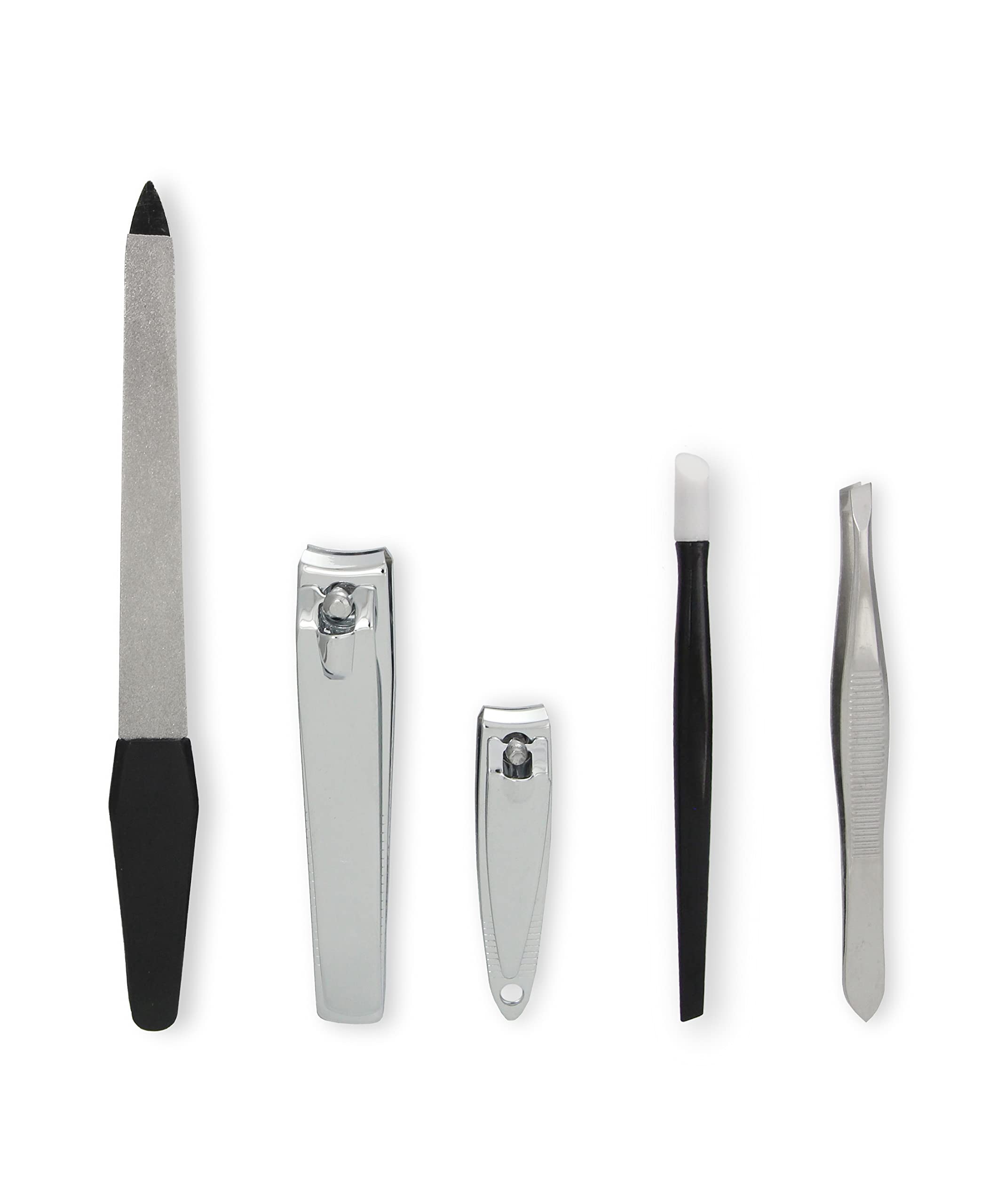 Amazon Basics 5-Piece Nail Care Grooming Kit, Manicure Pedicure Set with Nail Clippers