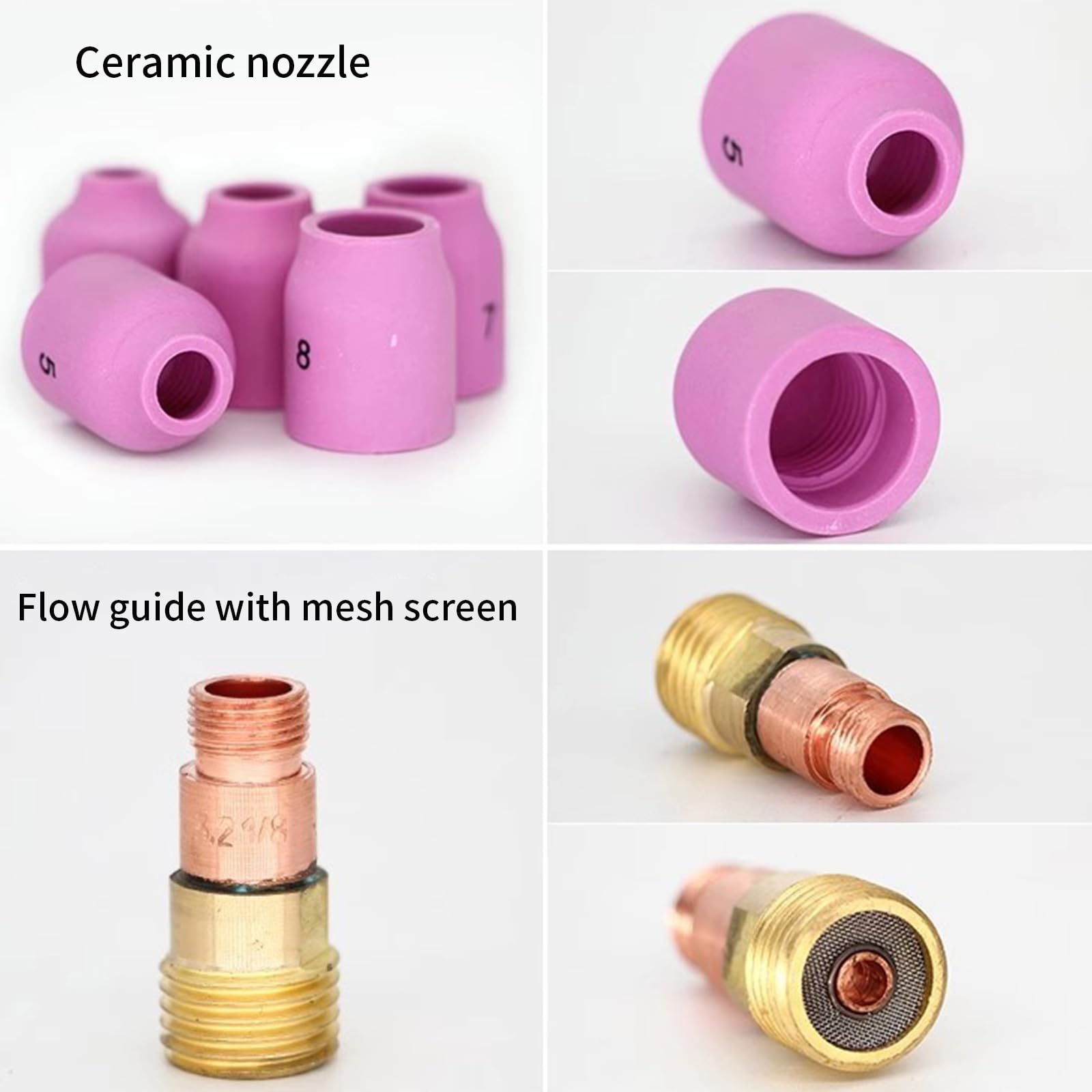 Kit de 49 piezas de accesorios de antorcha de soldadura TIG, kit de vasos de vidrio para WP-17/18/26, accesorios de soldadura, consumibles, kit de lentes de gas, tapa trasera, boquilla de pantalla de