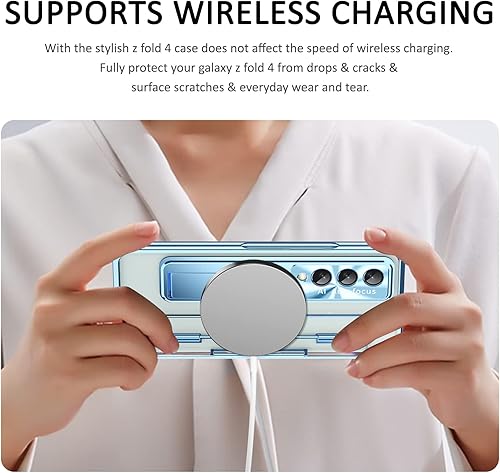 Miniatura 7 de Miimall Funda compatible con Samsung Galaxy Z Fold 4, Z Fold 4 con protección mejorada de bisagra, película de lente de cámara, protector de