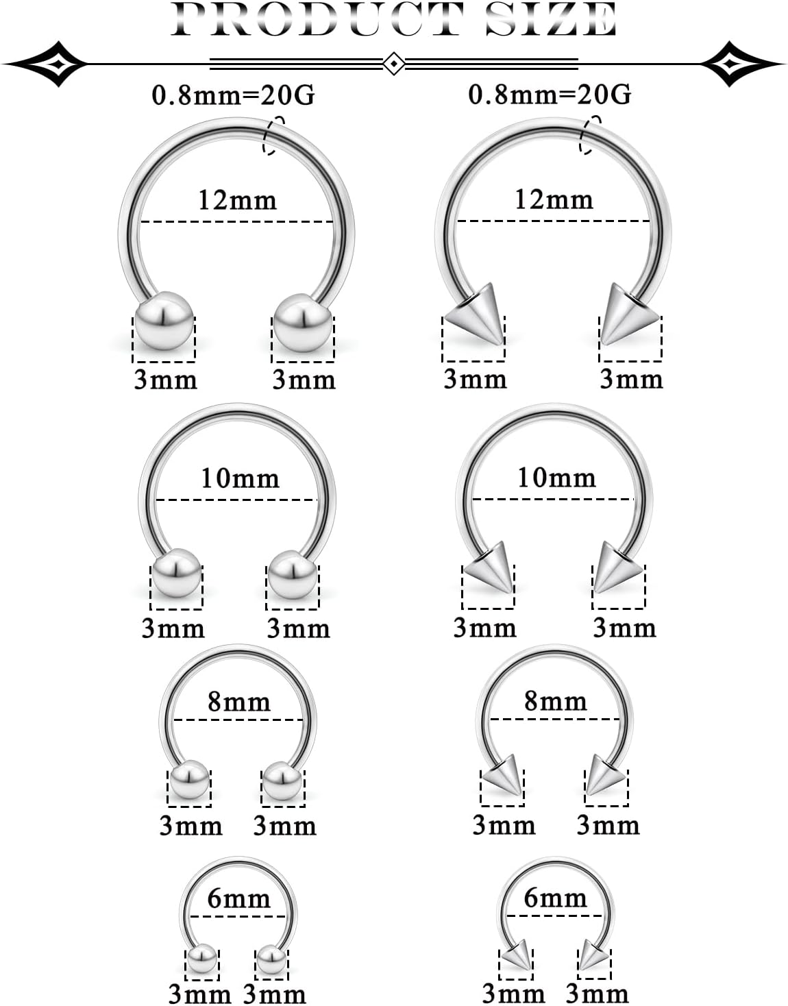 20G Septum Ring Surgical Steel Smiley Piercing Jewelry 20 Gauge Septum Rings Horseshoe Nose Ring 20g Small Horse Shoe Nose Rings for Women - Image 2