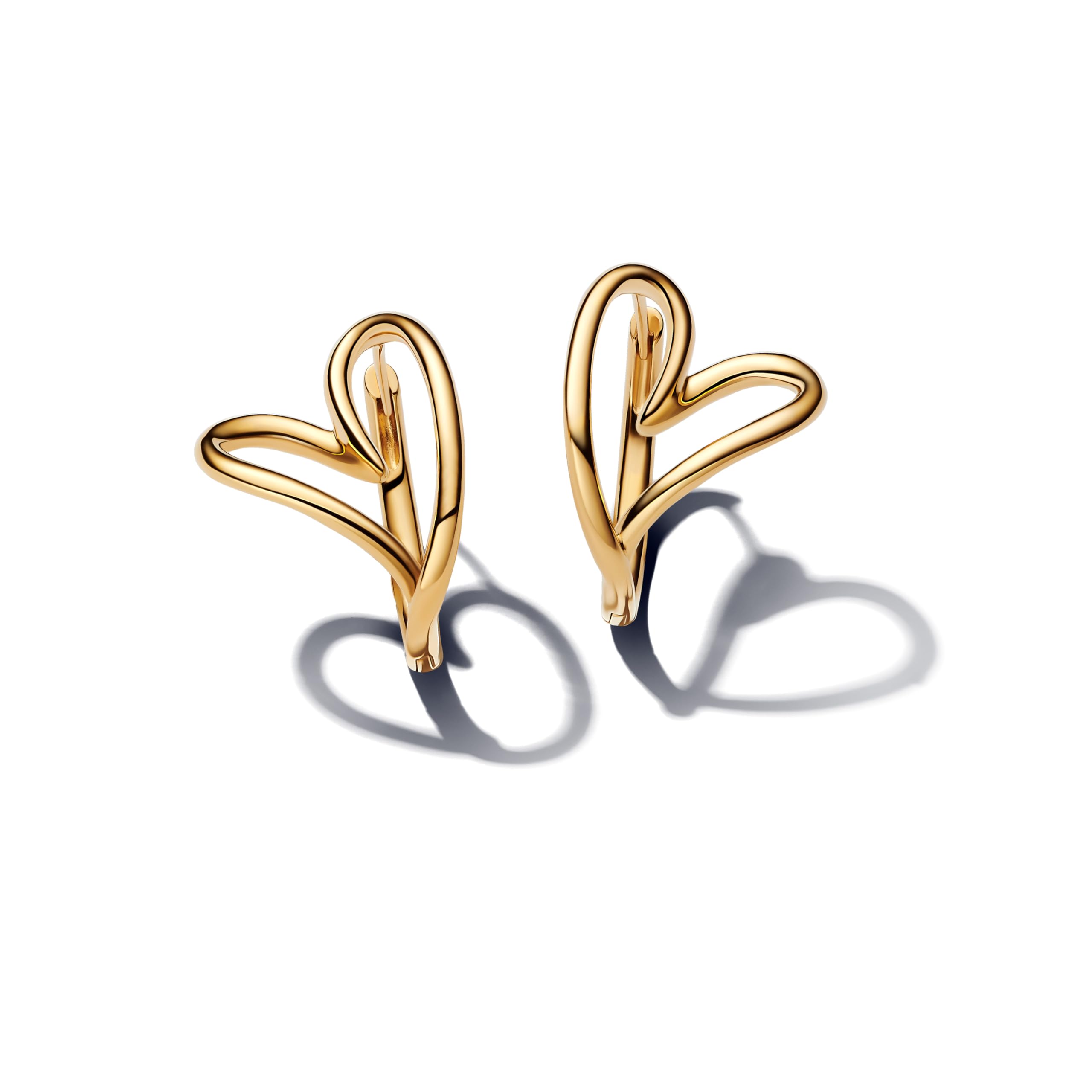 Pandora Essence 263807C00 - Orecchini a cerchio a forma di cuore organico in argento sterling con lega di metallo dorata, 24,​5x25,​9x19,​7 mm, Argento sterling, Nessuna pietra preziosa